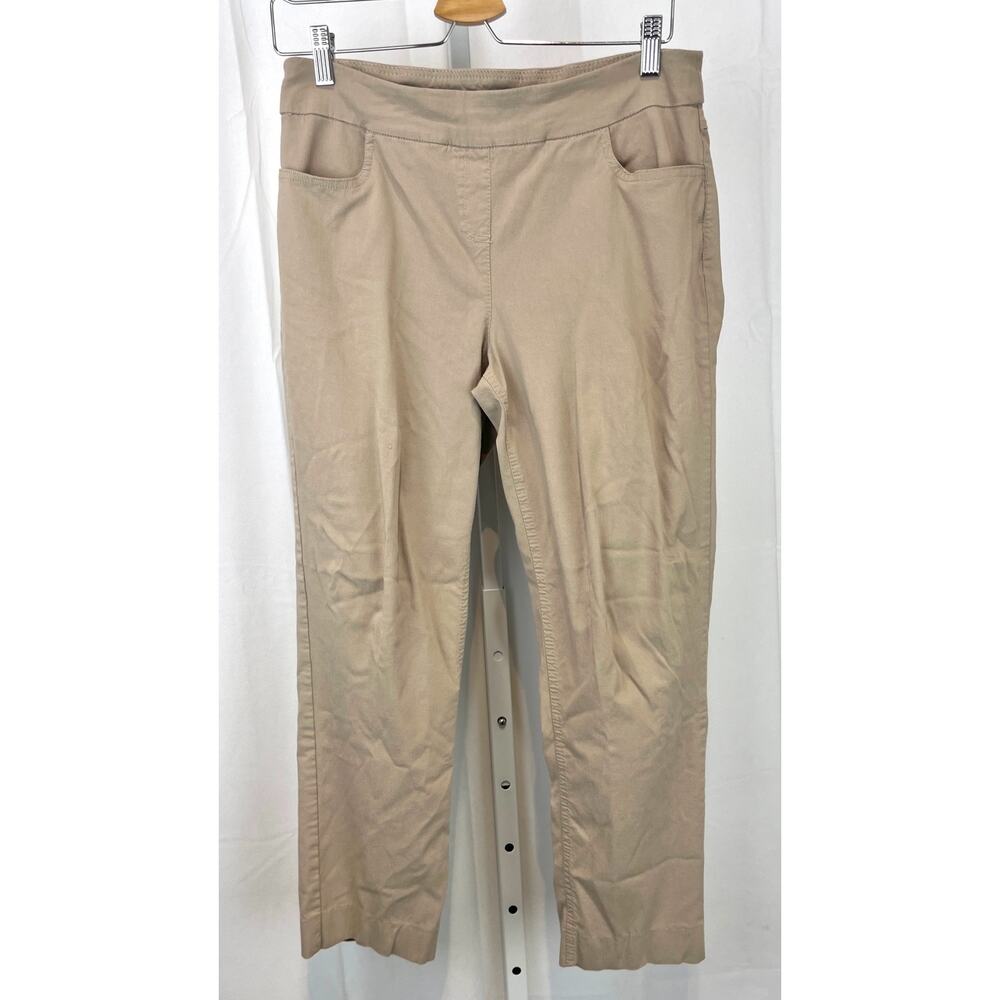 SLIM-SATION Multiples Slimsation Pull On Crop Pants Pockets Stretch Tan Size 12